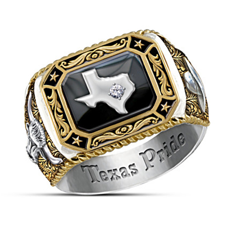 Texas Map Badge Ring