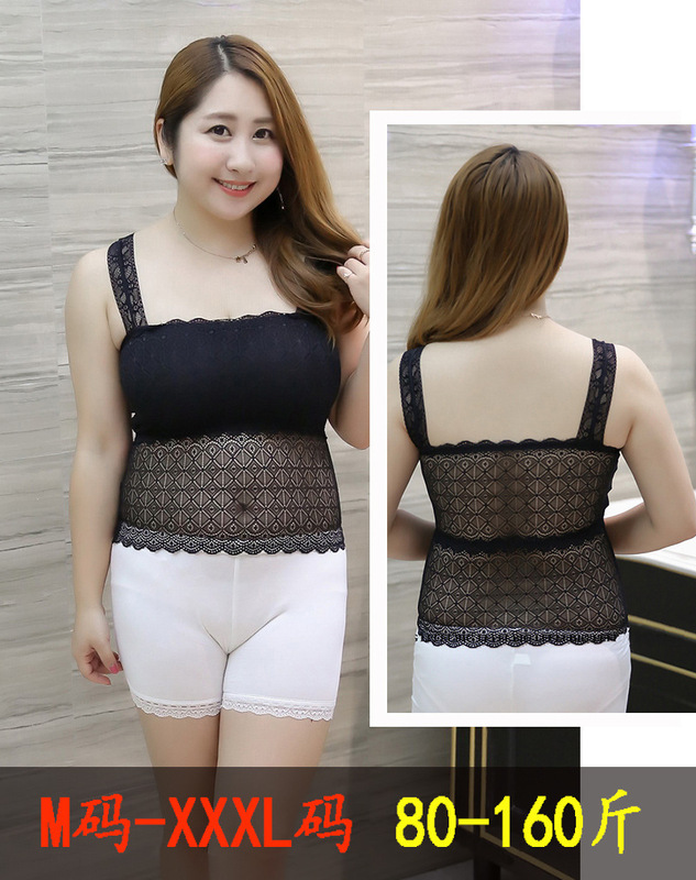 Plus size lace diamond-shaped Plaid tube top long extra large inner wear anti-exposure bottoming camisole wrapped chest for women