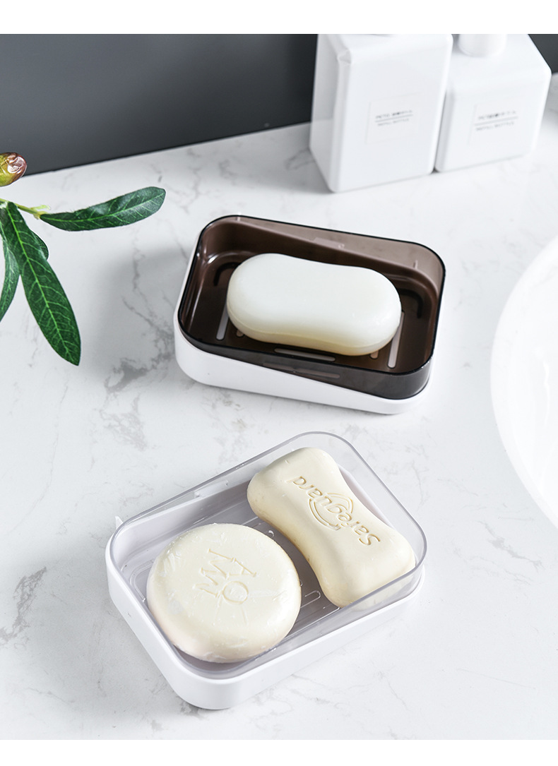 Wall-mounted soap box, no-drilling, traceless soap box, double-layer draining, bathroom and toilet storage rack soap box detail image 18