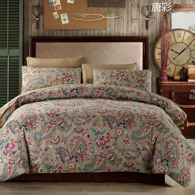 0支全棉贡缎印花四件套200*230床品件套厂家批发