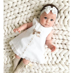 Children's European and American style summer trendy girls' sleeveless bowknot dress two-piece children's clothing dress ins