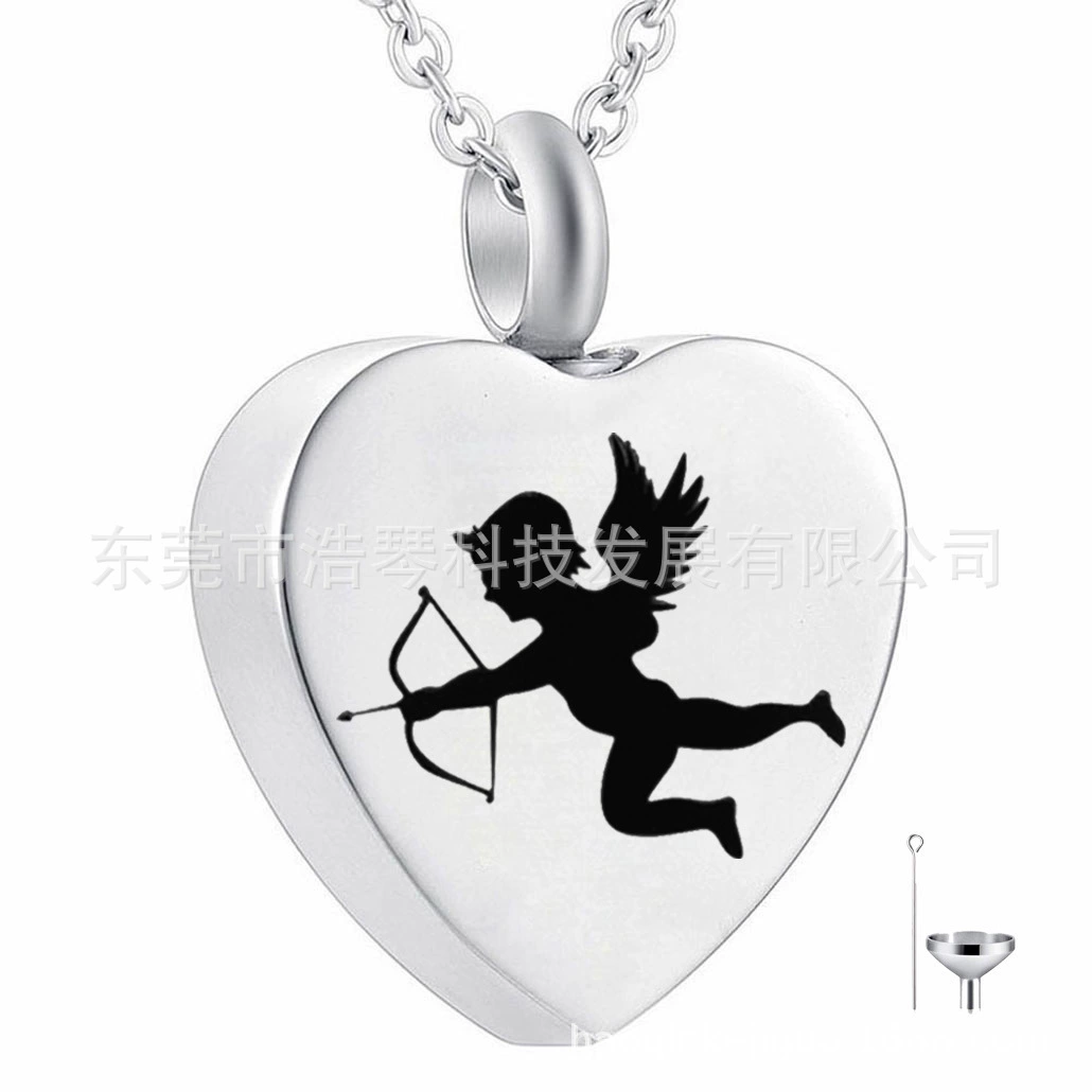 Титановая сталь в форме сердца Бог любви Купидон пекарная шкатулка кулон памятные родственники домашнее животное пекарное ожерелье персонализированный флакон духов
