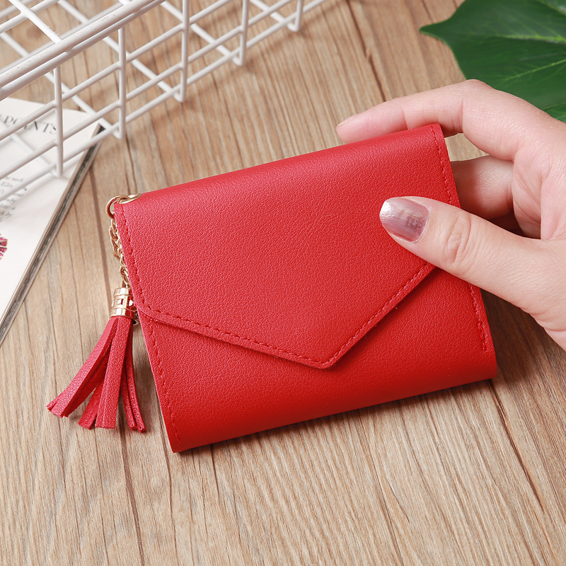 Korean Solid Color Short Tassel Wallet Wholesale display picture 26