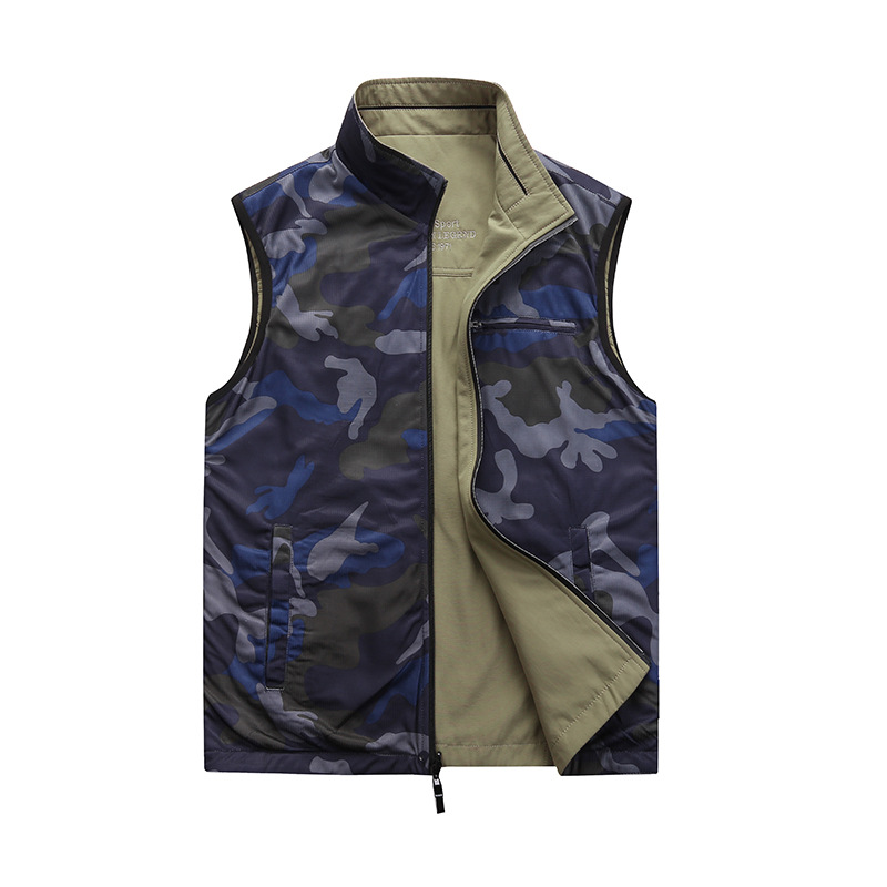 Transfronterizos de primavera y otoño nuevos hombres casual Chaleco de doble cara al aire libre Chaleco de camuflaje más tamaño chaleco 9933