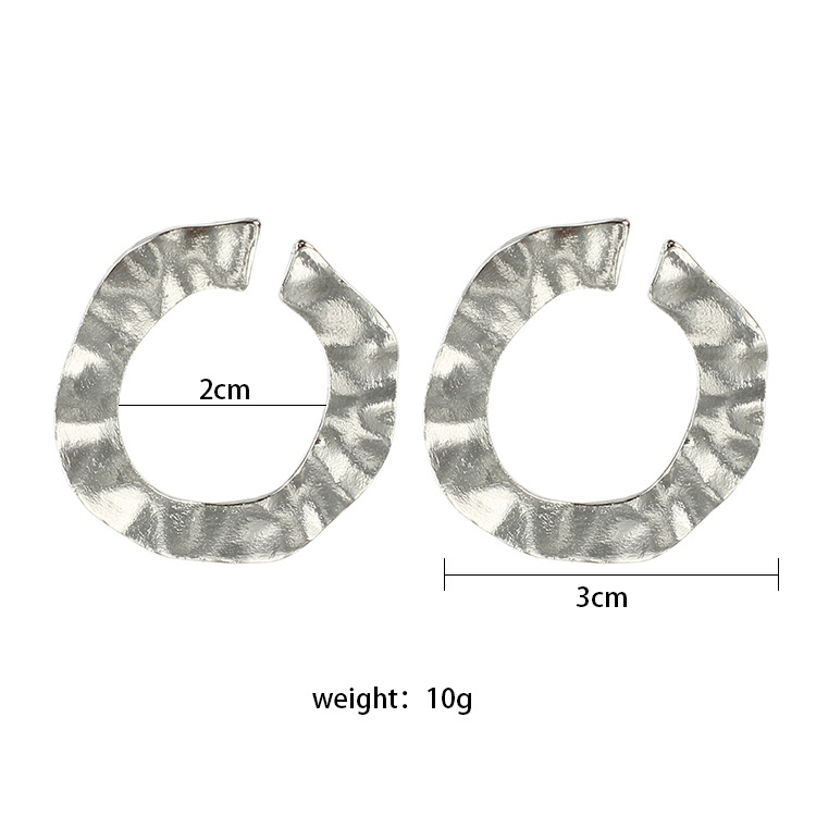 9g Weight Earrings Classification Wedding, Travel Occasion Women'S Gender Fashion Style Gold, Silver Color Metal Ring Exaggerated Geometric Large Frame Circle Earrings 3