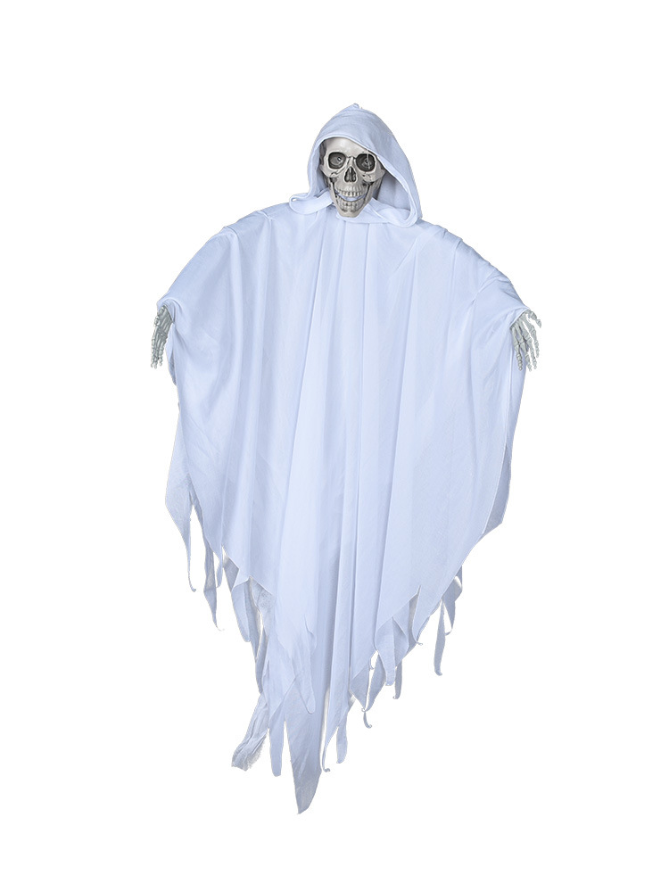 Decoración de casa embrujada de Halloween con cráneo colgante controlado por voz, para bar o KTV