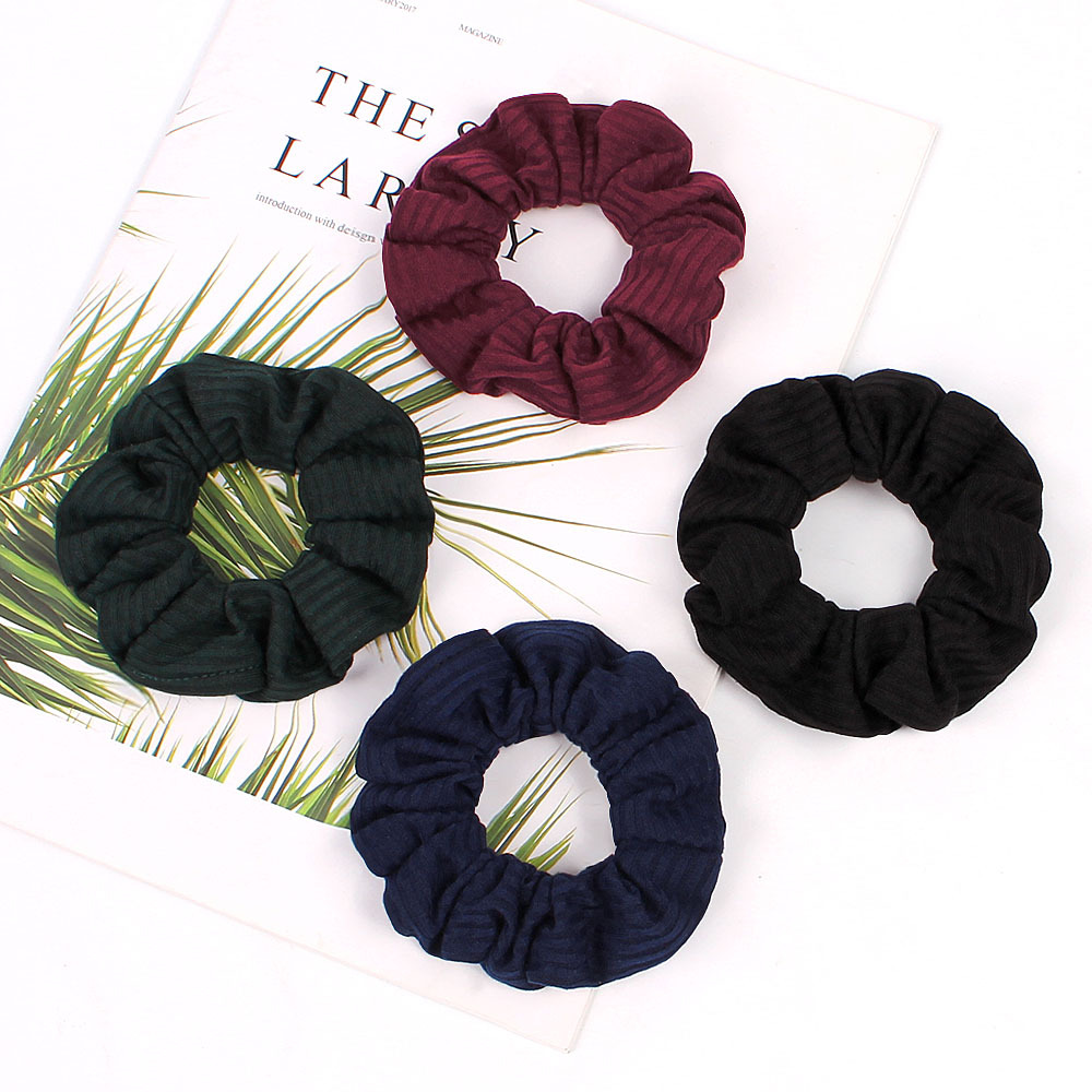 Large Intestine Hair Tie Fall Winter Simple Pure Color Knitted Hair Scrunchies  Wholesale Nihaojewelry display picture 1