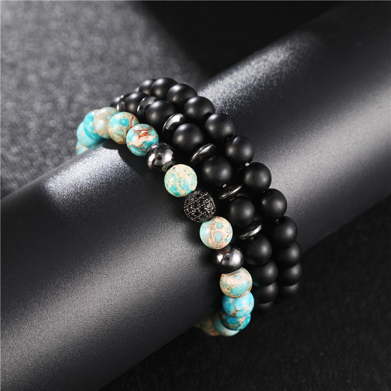 Black Frosted Imperial Stone Bracelet display picture 5