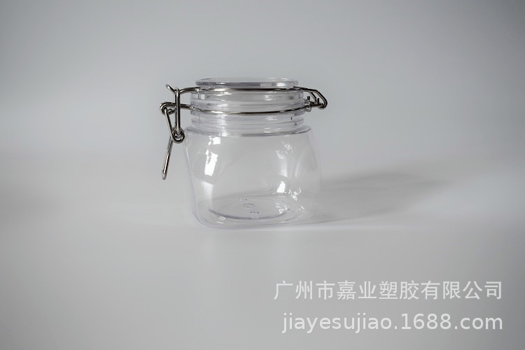 PET塑料蜂蜜包装罐糖果储物罐不锈钢卡扣海藻颗粒面膜密封罐
