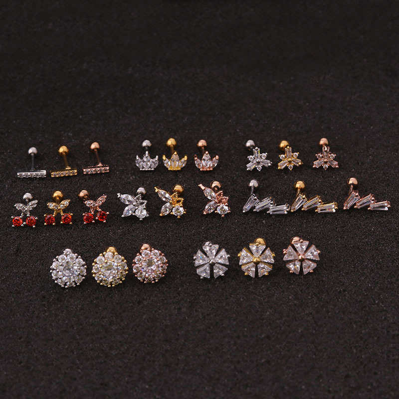 Ear Cartilage Rings & Studs Ethnic Style Geometric 316 Stainless Steel  Copper display picture 2