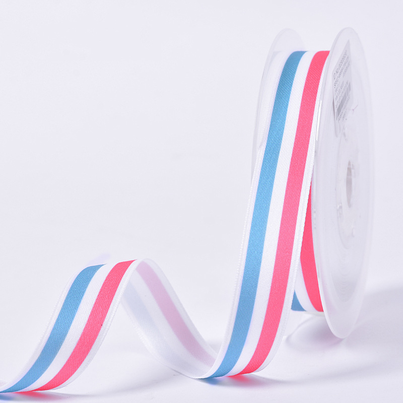 Yao Ming cinta de algodón de poliéster cinta a rayas DIY accesorios para el cabello material rojo, blanco y azul cinta de tres colores ropa accesorios textiles