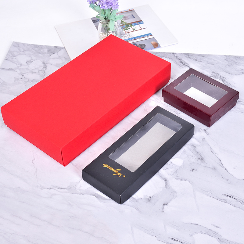 牛皮纸盒天地盖礼品礼物包装盒长方形文艺简约开窗小盒子印刷logo