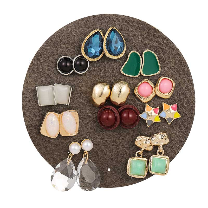 New Cat Eye Resin Earrings Set Crystal Earrings Colorful Small Star Earrings Nihaojewelry Wholesale display picture 6