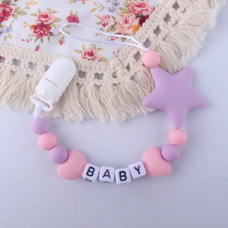 Suministros para bebés calmante clip de chupete de silicona bebé cadena anti-caída cuentas de silicona Cadena de chupete Comercio exterior Amazon nuevo