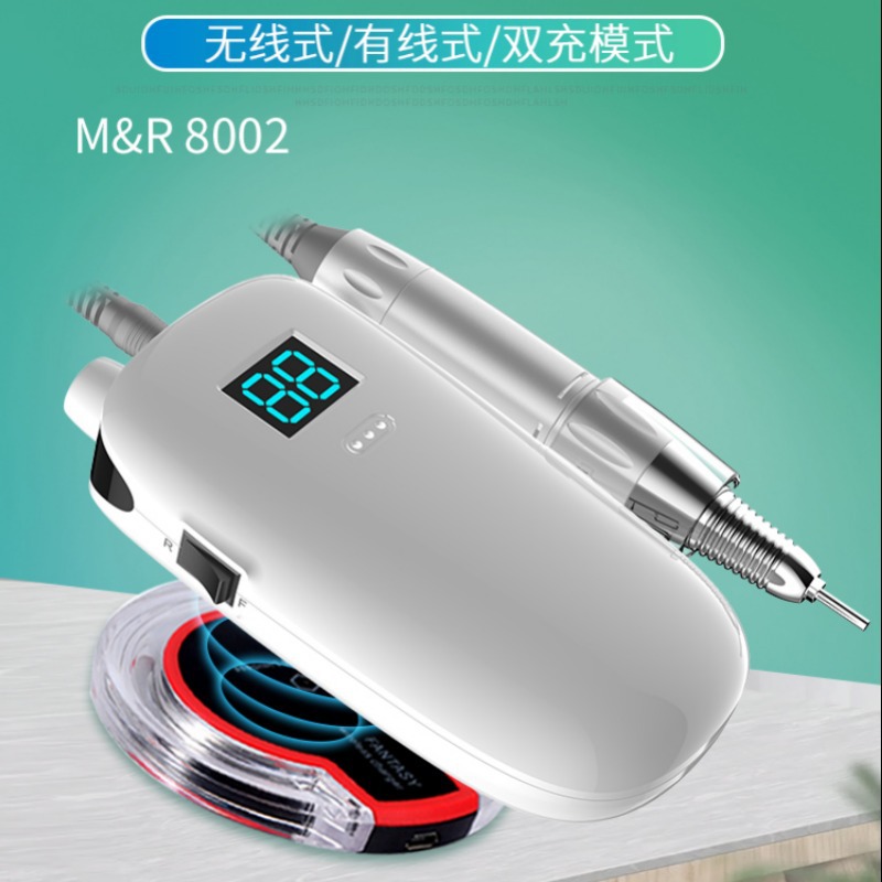 新款便攜式電動美甲打磨機(jī)35000轉(zhuǎn)帶無線充電指甲打磨器卸甲拋光