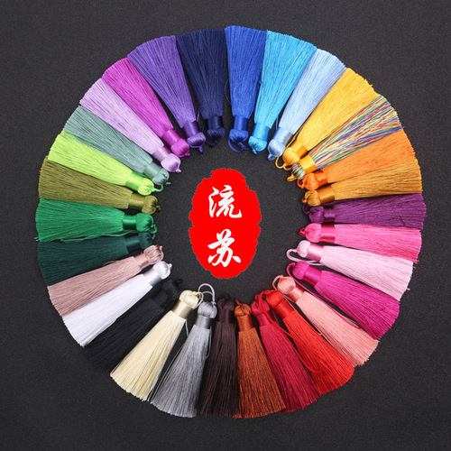 8CM Short and Fat Tassel Anti-Wrinkle Vertical Silk Ribbon Tassel Earrings Bookmark Fashion Hairpin Tassel 28 Colors