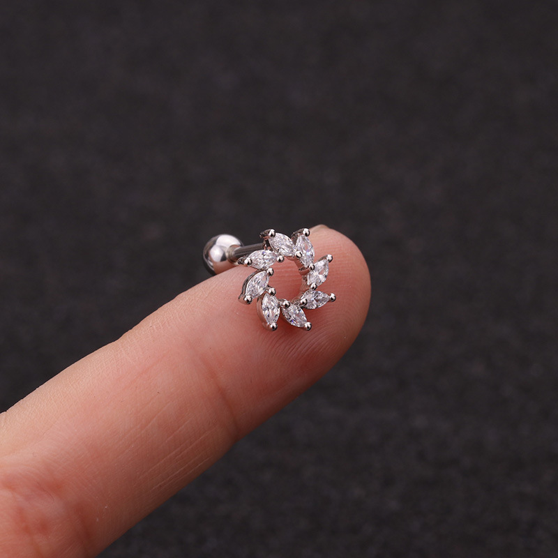 Fashion New Zircon Flower Love Bowknot Screw Alloy Ear Bone Nails display picture 9