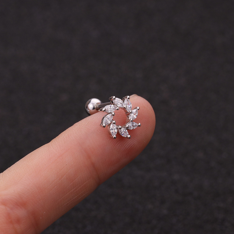 Fashion new zircon flower love bowknot screw alloy ear bone nails