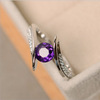 Fashionable zirconium, ring with stone, universal jewelry, European style, micro incrustation, simple and elegant design