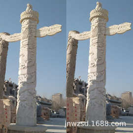 青石龙雕华表柱图片大全 花岗岩华表柱雕龙价钱 石雕龙柱华表厂家