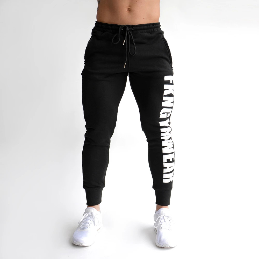 Men's sports demi-season fitted casual trousers for gym for leisure