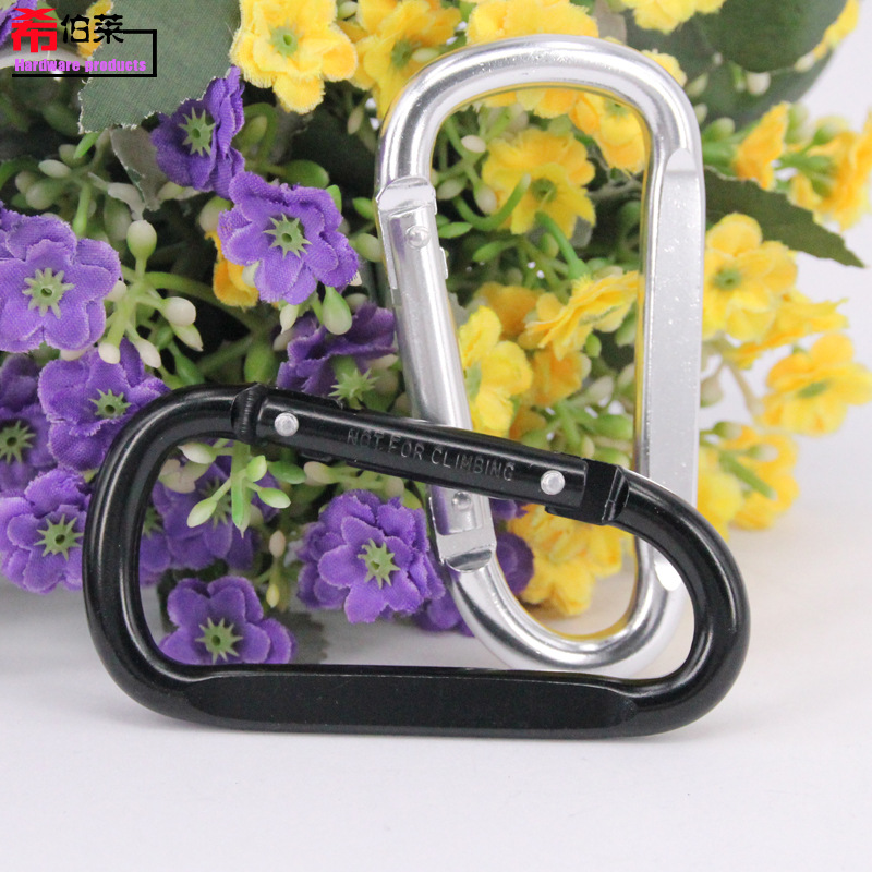 Hebrew No. 8 D-type flat double rivet in stock black silver aluminum alloy carabiner bag quick hanging