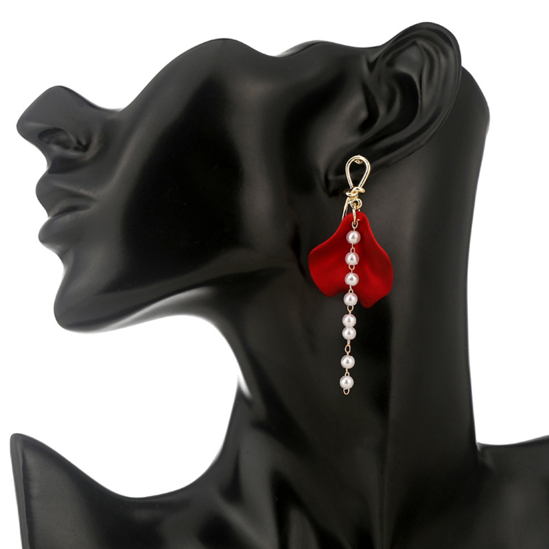 Color Petal Fan-shaped Silver Needle Earrings Girl Long Tassel Earrings Simple Earrings Jewelry Wholesale Nihaojewelry display picture 5