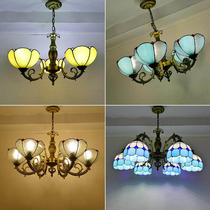 Tiffany Mediterranean style living room chandelier American dining room bedroom creative personality pastoral European lamps