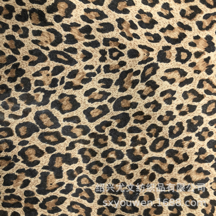 空气层麂皮绒布料 豹纹印花单面麂皮绒现货 立体绒磨砂绒底布