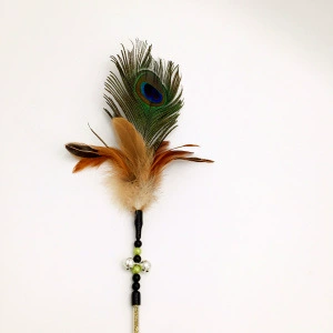 Evanity Забавная кошачья палка перо эластичная забавная кошачья палка длинный стержень шерсть для кошек Игрушка для кошек 5410