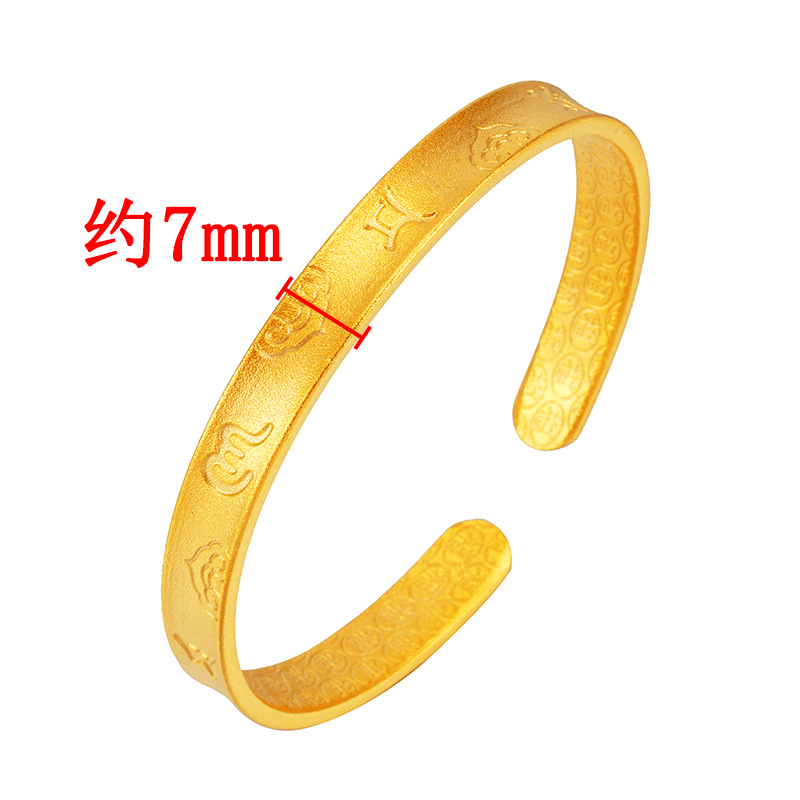 Cobre chapado 24K oro seis palabras mantra Vietnam arena oro pulsera mujeres xiangyun seis palabras lema abierto pulsera joyería