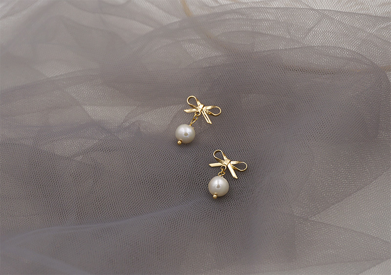 Fashion Bow Knot Pearl Plating Drop Earrings 1 Pair display picture 4