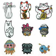 Factory Direct Supply Amazon AliExpress Best Selling Cat Tactic Cute Cartoon Fabric Patch Embroidery Sticker