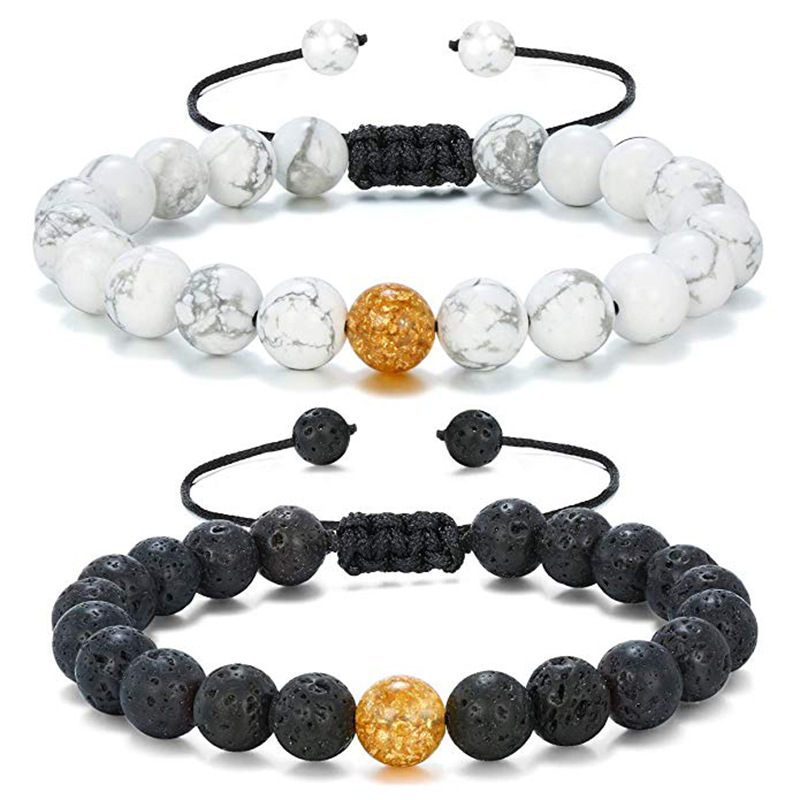 Simple Style Geometric Haematite Beaded Bracelets 1 Set
