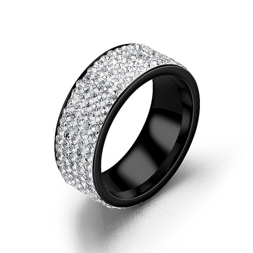 Cross-border factory supply five rows of diamond rings European and American fashion stainless steel couple rings Yiwu jewelry wholesale