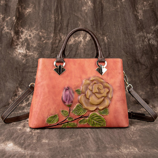 Bag Women's Bag New European and American Genuine Leather Tote Bag Crossbody Bag Women's Top Layer Cowhide Vintage Shoulder Bag Large Portable Bag