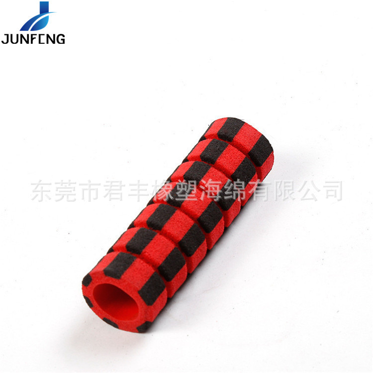 双色橡塑童车手把套 铲草机减压海绵套 nbr黑色条纹带沟槽护套