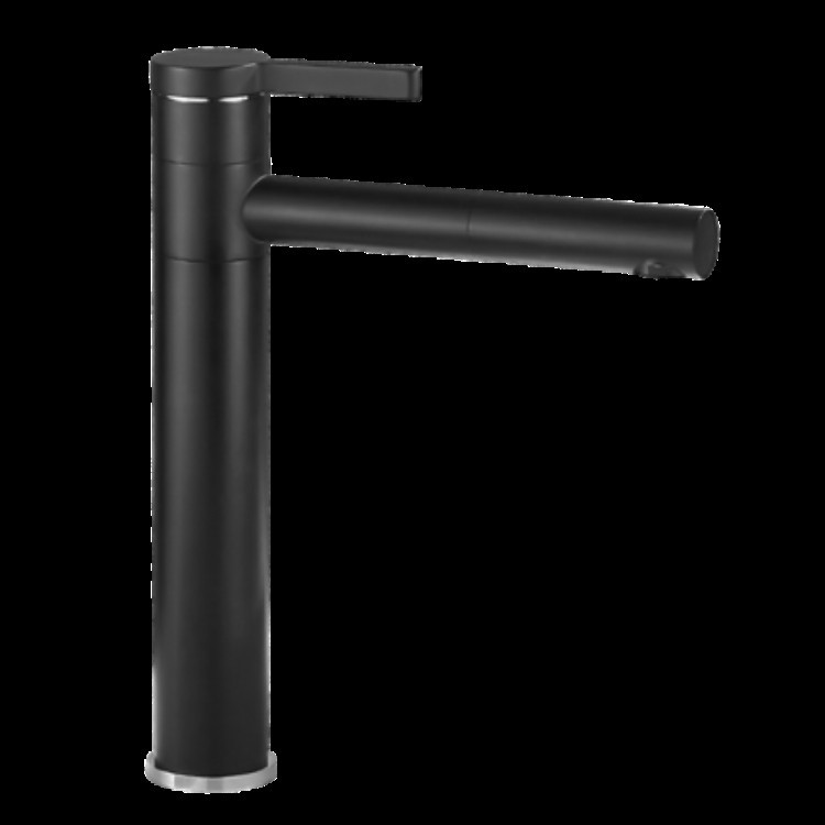 Hotel giratorio caliente y fría Cuenca del grifo lavabo giratorio negro Cuenca del baño grifo