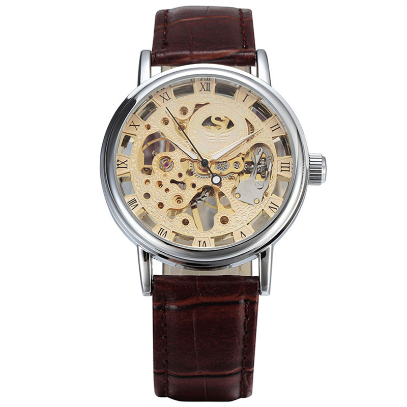 SEWOR hombres reloj mecánico automático hueco transparente inferior Correa reloj manual/automático 606
