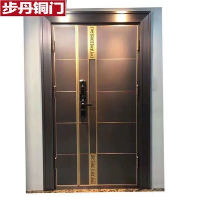 步丹新款铜门韩式不锈钢门子母门别墅大门入户门浙江永康厂家定制|ru