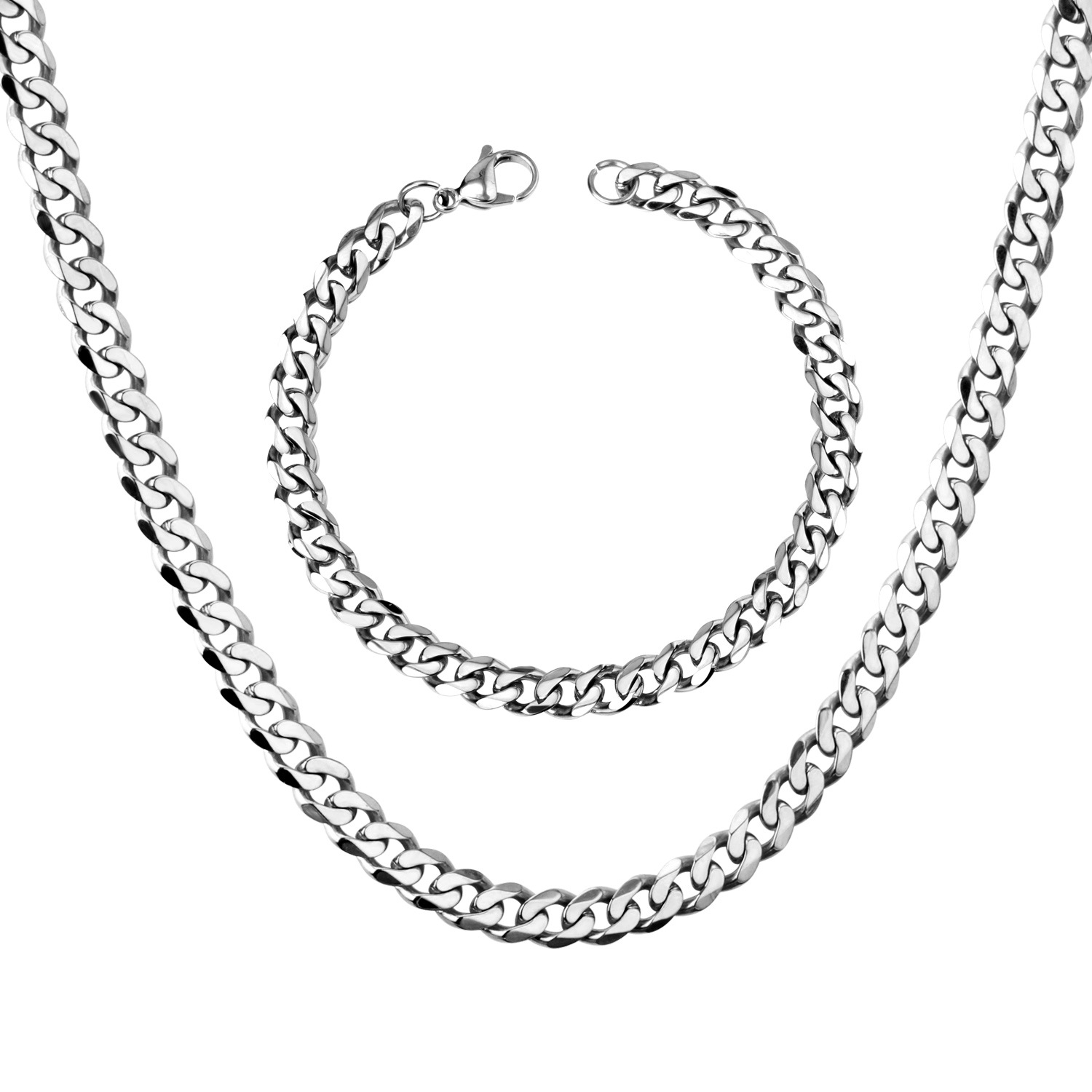 Bracelets, Necklace Classification Necklace + Jewelry Quantity Simple Style Solid Color Stainless Steel Plating Unisex Bracelets Necklace
