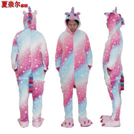 跨境新款卡通动物连体睡衣星河天马表演出派对服unicorn onesie