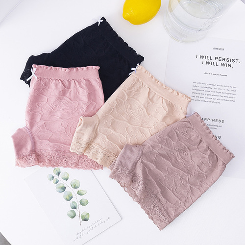 Seamless New Lace Underwear Safety Pajama Pants for Plus Size with Seamless Leg Design, Edge Lace to Prevent Transparency, Four- Corner Women's Underwear