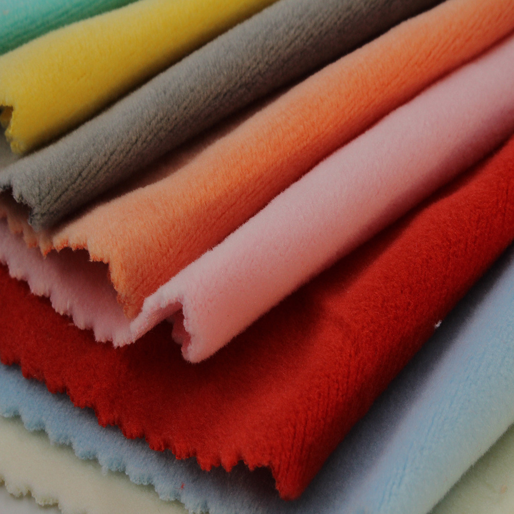 经编氨纶四面弹绒布 玩具床单睡袍面料 超柔 印花素色 双面印花