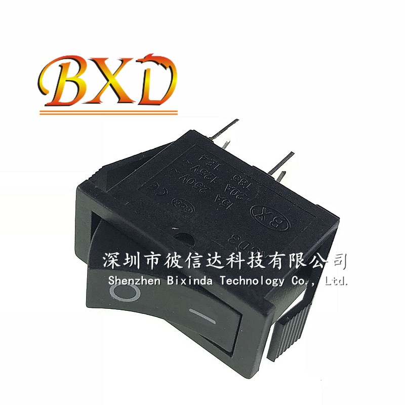 KCD3船型开关2脚2档电热锅电炒锅电源翘板开关 两脚两档 黑色无灯