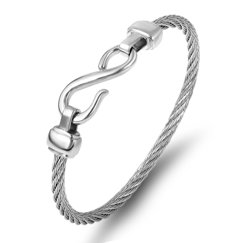 Number, Infinity Pattern Men's Gender Simple Style Color Block Stainless Steel Plating Vacuum Plating Men's Bangle Men Cuff & Bangle