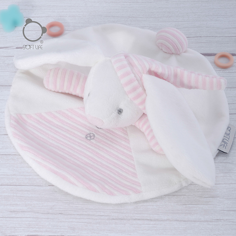 New pink rabbit baby comfort towel round...