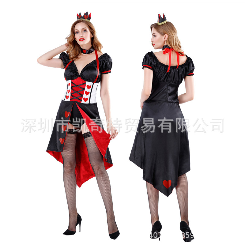New Alice Wonderland Queen of Hearts Play Dress Prom Poker Queen Play Dress Halloween Dress