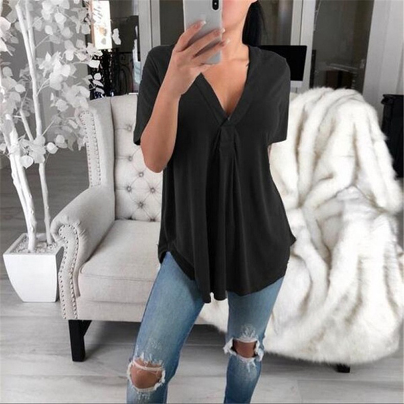 new women s V-neck loose short-sleeved shirt  NSKX10183