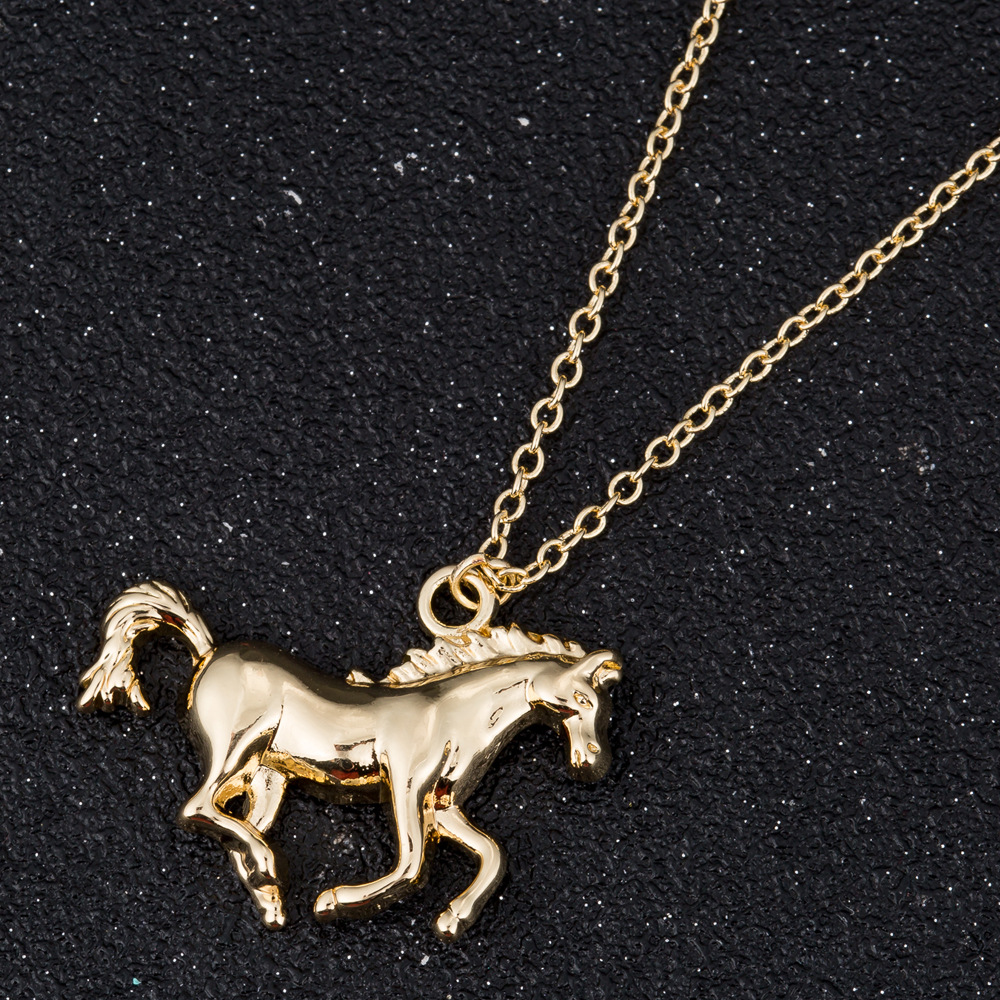 Womenu0027S Fashion Korean Style Unicorn Horse Copper Pendant Necklace Plating Stainless Steel Neckl